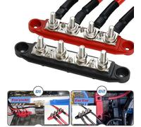 FUBESK Blocco di giunzione per barra collettrice resistente - 250 Amp 12 V-48 V DC blocco di distribuzione dell'alimentazione con perno 3/8, costruzione in ottone in lega di zinco per auto, camper