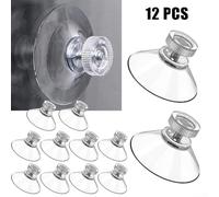 FUBESK Confezione da 12 ganci a ventosa con ventose in PVC trasparente da 53 mm di diametro, per appendere su vetro, piastrelle di ceramica, specchi e superfici lisce non porose, ognuno supporta 2 kg