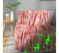 FUBESK Coperta natalizia accogliente che si illumina al buio per bambini, morbida flanella di peluche, 120 x 150 cm, per ragazzi e ragazze