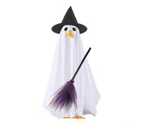 FUBESK Costume da oca da spettro per Halloween, 58 cm, in plastica, con cappello da strega, mantello, scopa viola, occhi, progettato per esterni, patio, cortile, prato, decorazione artistica