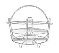 FUBESK Griglia per cottura a vapore in acciaio inox a 3 strati per cucinare in modo versatile, con manico portatile, lavabile in lavastoviglie per una facile pulizia