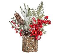 FUBESK Mini albero di Natale per decorazione da tavolo con pigne, bacche e aghi in PVC, centrotavola festivo per il mantello domestico o per interni ed esterni, albero di Natale artificiale da 33 cm