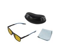 FUBESK Occhiali da guida per visione notturna, occhiali anti-luce blu con lenti gialle per ridurre l'abbagliamento, montatura leggera TR con custodia e panno, nero