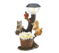 FUBESK Statua da giardino Ornamento Luce, Animali che si arrampicano Luci Solari, Statuette in resina impermeabile per esterni Luci solari per patio Prato Cortile Portico Stagno Deck-Cat