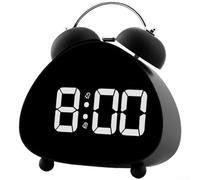 FUBESK Sveglia digitale ad alta voce con luce notturna per chi dorme pesantemente - Orologio da comodino a LED con display dimmerabile Funzione snooze nero 12,5 x 15 cm (Nero)
