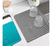 FUBESK Tappetino scolapiatti in silicone con bordi di scarico, design inclinabile per un efficiente drenaggio dell'acqua, tappetino antiscivolo per lavello da cucina per piatti e pentole, 50 x 43 x 2