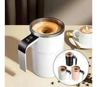 FUBESK Tazza da caffè per mescolamento automatico con visualizzazione della temperatura, tazza di miscelazione magnetica ricaricabile bevande calde, coperchio a prova di perdite, acciaio inossidabile