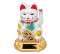 Fuchooky Cat fortunato a solare Auto ondeggiano braccio armato di luce Sintentunera Decorazioni statue Dare per la scrivania del Desano di casa decorazioni del cruscotto (Bianco)