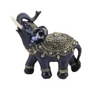 Fuchooky Elephant Figurine Resin Feng Shui Wealth Lucky Elephant Statue Decorative Ornament for Home Housewarming Gift Blue (L)
