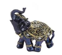 Fuchooky Elephant Figurine Resin Feng Shui Wealth Lucky Elephant Statue Decorative Ornament for Home Housewarming Gift Blue (Small)