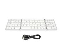 Fuchooky Tripla piega portatile tastiera wireless Multi dispositivo Connessione per il telefono tablet ricaricabile 45H con tasti di forbice silenzi (Silver White)