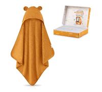 Fuchs&Panda Asciugamano con cappuccio per bambini, extra spesso, caldo e morbido, 75 x 75 cm, 100% bambù, con ottima confezione regalo (marrone argilla)