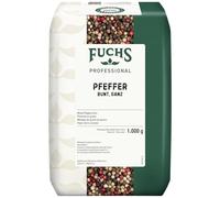 Fuchs Professional - Pepe intero colorato | Spezia universale non macinata, per ricaricare macinapepe | Qualità professionale per professionisti Ho.re.ca e ristoranti | 1 kg in sacchetto riciclabile