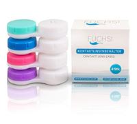 FUCHSI 4 PEZZI - Contenitore per lenti a contatto | Sterilizzato | Marchio tedesco | Adatto per lenti morbide/rigide | Conservazione delle lenti a contatto | Multicolore