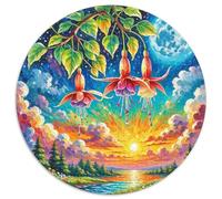 Fuchsia 1000 Pezzis Rotonda Puzzle Per Bambini Animali Di Tutto Il Mondo Per Regali Educativi Puzzle Arte Idea Regalo Per Lei O Lui 1000pcs (67.5x67.5cm)