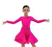 ,Fuchsia,130,Costume da Gara di Danza per Ragazze, Completo da Ballo da Sala a Due Pezzi Senza Maniche e con Collo Alto