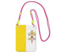 Fuchusia - Borsa a tracolla con stampa bandiera del Vaticano, borsa per cellulare, perfetta per lo shopping e le attività all'aperto