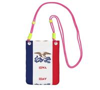 Fuchusia - Borsa a tracolla per cellulare, con stampa bandiera dello stato dell'Iowa, perfetta per lo shopping e le attività all'aperto