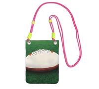 Fuchusia - Borsa a tracolla per cellulare, con stampa di palla da rugby, piccola, per trasportare una borsa mobile diagonale, per fare shopping, passeggiate
