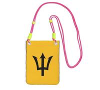 Fuchusia - Piccola borsa a tracolla per cellulare, con stampa della bandiera delle Barbados, carina, porta una borsa per cellulare in diagonale, per lo shopping, le passeggiate