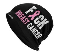 Fuck Breast Cancer Pink Ribbon Beanie in Maglia Termica Berretto Lavorato Leggero Cappello A Cuffia per Uomini Corsa Sci