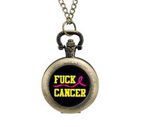 Fuck Breast Cancer1 Orologio da tasca vintage in lega con ciondolo collana regalo per uomo donna, stile rame, misura unica