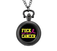 Fuck Breast Cancer1 Orologio da tasca vintage in lega con ciondolo collana regalo per uomo donna, Stile nero, misura unica