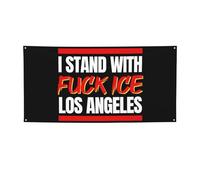 Fuck Ice I Stand With LA Banner Sign 2x4 Ft LA Strong Banner Ice Out Of LA Flag con 4 occhielli in metallo P2