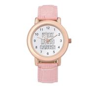 Fuck Lung Cancer Orologio da polso da donna, elegante, analogico, al quarzo, cinturino in pelle, Stile:, regular