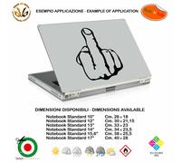 Fuck Off dito medio adesivo notebook tablet sticker pvc black white cropped