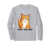 Fuck This Shit Silly Orange Cat Middle Finger Cat Meme Adult Maglia a Manica