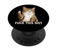 Fuck This Shit Silly Tabby Cat Middle Finger Cat Meme Adult PopSockets PopGrip Adesivo