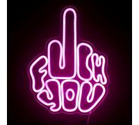 Fuck You Scritte Neon,Rosa Gesto Scritta Led con 10 Livelli di Luminosità Regolabili e 2M Cavo, Scritte Luminose Alimentato Tramite USB, Insegne Luminose per Parete, Sala Giochi, Soggiorno, Bar