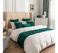 Fudaiki Runner da Letto Runner Trapuntato Runner Letto Matrimoniale Copriletto Elegante Corridore Liscio Classico Antico per Alberghi Hotel Camere Letti 180 x 45cm per 150cm Letto Verde