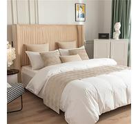 Fudaiki Runner da Letto Runner Trapuntato Runner Letto Matrimoniale Copriletto Elegante Corridore Liscio Classico Antico per Alberghi Hotel Camere Letti 210 x 45cm per 180cm Letto Beige