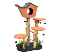 Fudajo Albero tiragraffi con effetto pianta 135 cm pelliccia e legno pero
