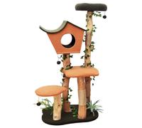 Fudajo Albero tiragraffi con effetto pianta 154 cm pelliccia e legno pero