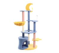 Fudajo Albero tiragraffi con luna e stelle 132cm blu e giallo con sisal