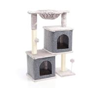 Fudajo Albero tiragraffi Grigio con sisal 81cm con 2 nicchie Chiuse Casette per Gatti