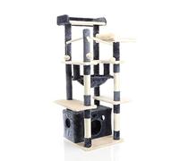 Fudajo Albero tiragraffi per gatti 134cm grigio scuro, con casetta e amaca
