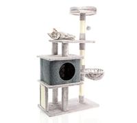 Fudajo Albero tiragraffi per gatti grigio chiaro 112cm con casetta e lettino