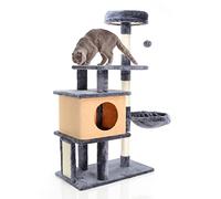 Fudajo Albero tiragraffi per gatti grigio scuro 112cm con casetta e lettino