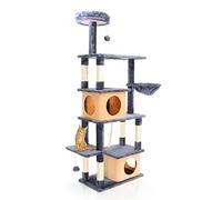 Fudajo Albero tiragraffi per gatti grigio scuro 161cm con graffiatoi in sisal
