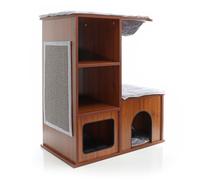 Fudajo Casetta gioco per gatti Design Legno marrone Albero tiragraffi in sisal
