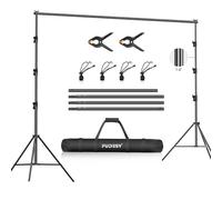 FUDESY Kit di supporto per studio fotografico e video, 3 x 3 m, resistente, regolabile, sistema di supporto per fotografia con borsa per il trasporto e morsetti a clip