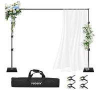 FUDESY Supporto per fondale, 2,6 x 3 m, regolabile, con tubo e supporto per drappeggio con base in metallo, per feste, fotografie, matrimoni, compleanni
