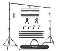 FUDESY Supporto per sfondo per studio fotografico e video, 3 x 3 m, resistente, regolabile, sistema di supporto per fotografia con borsa per il trasporto, 6 morsetti a clip