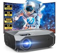 FUDONI Proiettore con WiFi e Bluetooth, supporto 4K esterno 18000L Proiettore HD 1080P Max Display da 300 pollici, proiettore Home Theater portatile per film video compatibile con USB/HDMI/iOS/Android