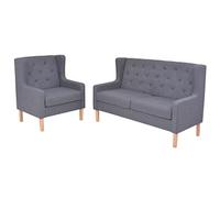 FUDUGEHMIOFWFJJ 2-Piece Gray Fabric Sofa Set with Solid Wood Frame, Comfortable Polyester Upholstery, Easy Assembly Living Room Furniture for Modern Home Decor