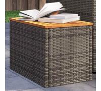 FUDUGEHMIOFWFJJ 2pcs Outdoor Side Table Set Gray 55x34x37cm - Garden Patio Coffee Table with Poly Rattan Solid Acacia Wood Top - Weatherproof Steel Frame for Terrace Balcony